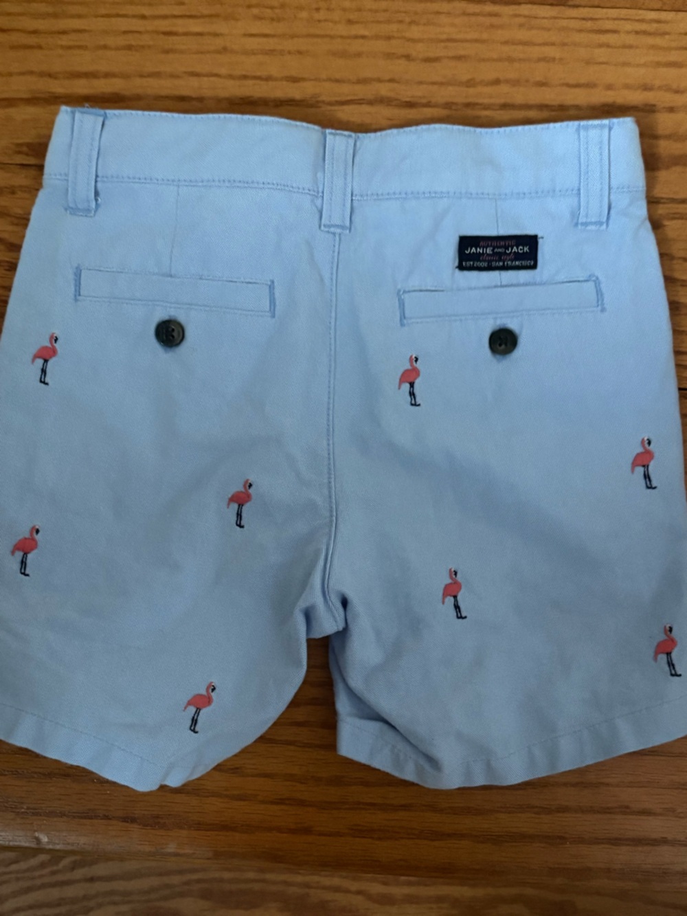 Janie and Jack Flamingo Oxford Short in Powder Blue - Picture 3 of 5